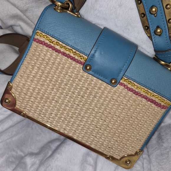 Prada City-Trimmed Paglia Cahier Crossbody Bag - Picture 7 of 14